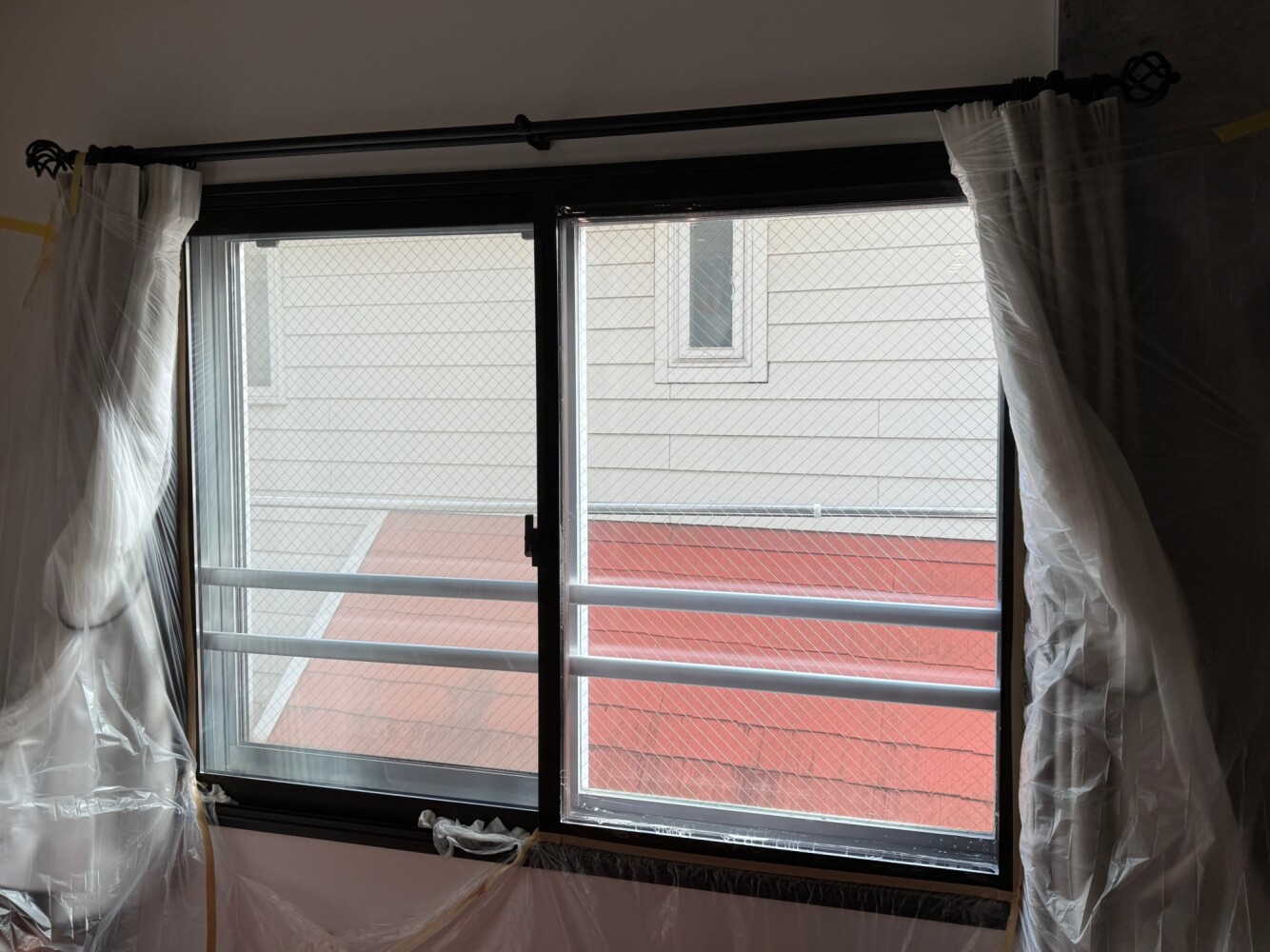 網入りガラスにNANO80S施工