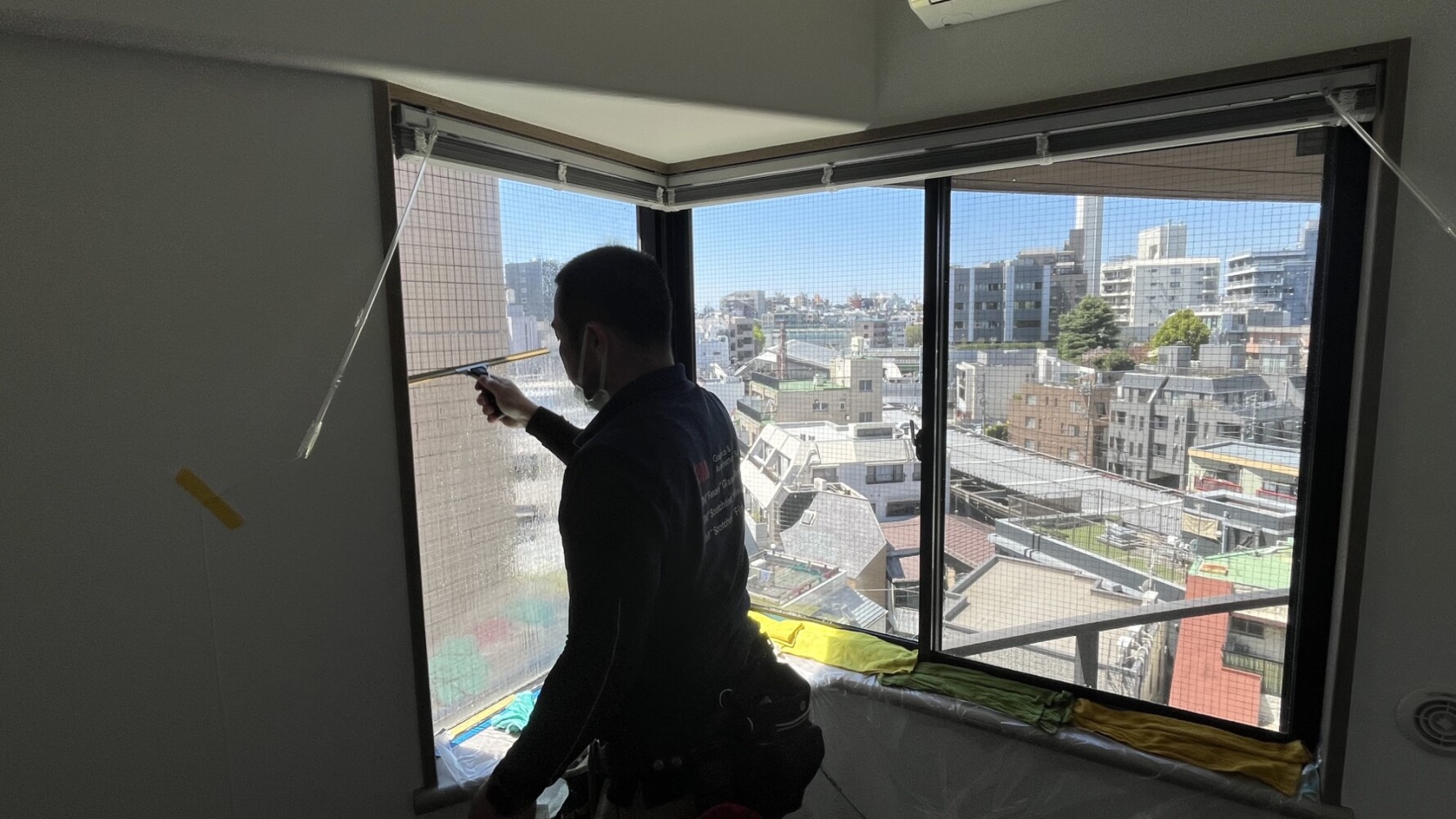 網入りガラスにNANO80S施工